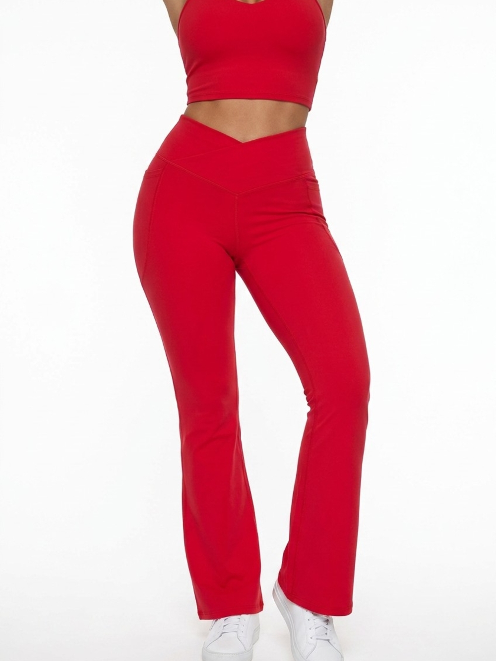 Fabletics Bright Pink V-Waist Flare Spandex pants